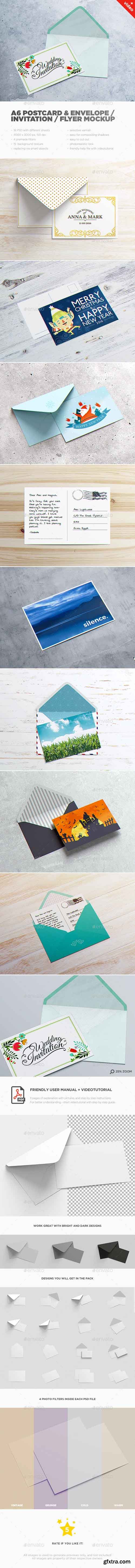 GR - A6 Postcard & Envelope / Invitation / Flyer MockUp 15432552