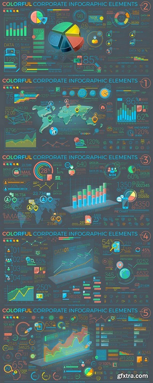 Flat Infographics Element - 5 Vector