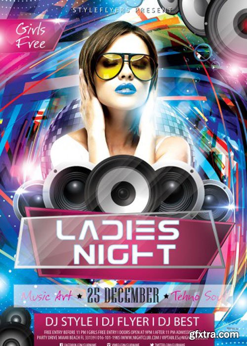 Ladies Night PSD V10 Flyer Template with Facebook Cover