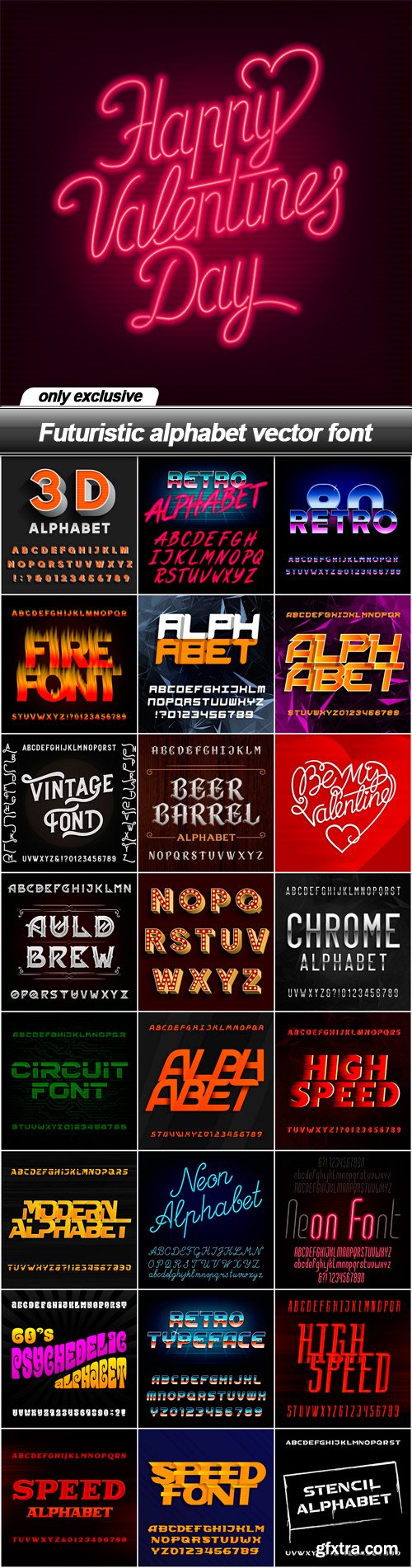 Futuristic alphabet vector font - 25 EPS