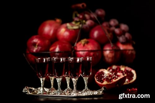 Collection of wine still life Red and white grape garnet glass barrel 25 HQ Jpeg