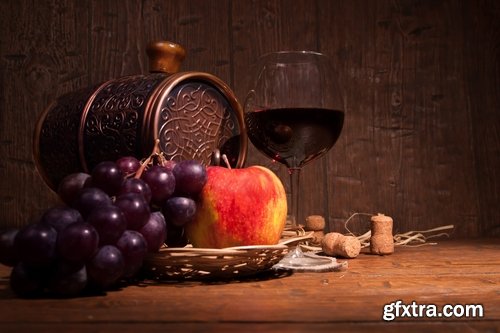 Collection of wine still life Red and white grape garnet glass barrel 25 HQ Jpeg