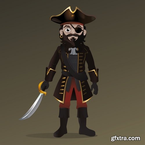 Collection of different cartoon doctor profession builder businessman pirate 25 EPS