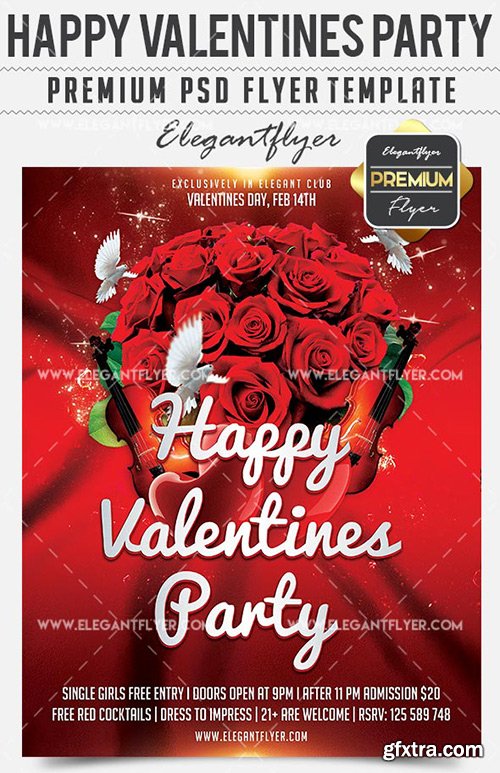 Happy Valentines Party – Flyer PSD Template + Facebook Cover