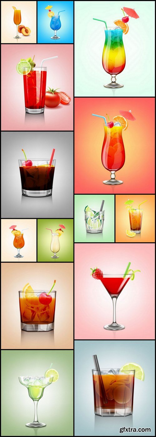 Cocktails Set - 14 Vector