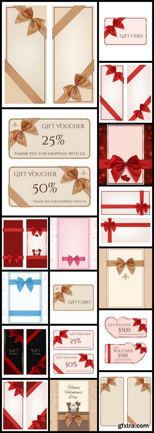 Gift Card With Ribbon - 20 Vector