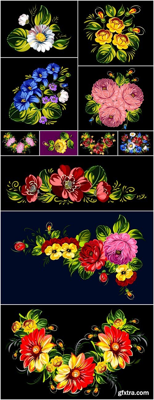 Bouquet Of Flowers Painted - 11 Vector