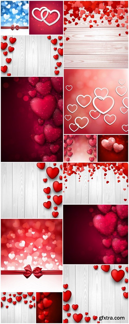 Valentines background with hearts 15X EPS