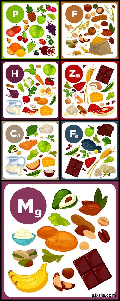 Illustration Food With Vitamin - 7 Vector