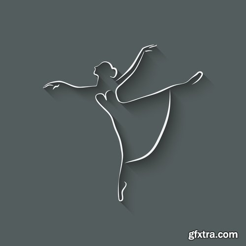 Collection ballerina dance ballet pointe shoes vector image 22 EPS