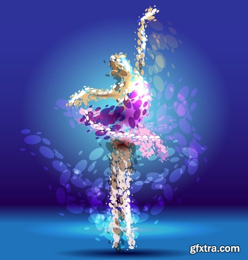 Collection ballerina dance ballet pointe shoes vector image 22 EPS