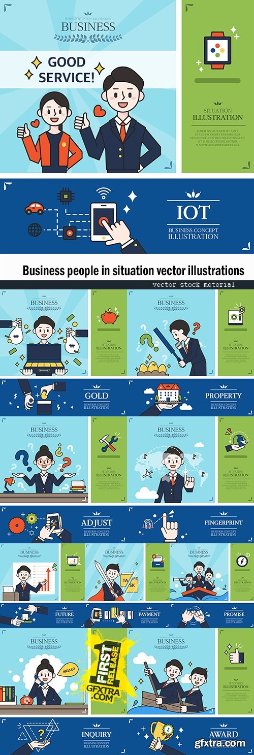 Business people in situation vector illustrations