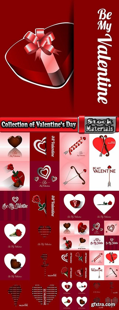 Collection of Valentine's Day gift heart still life illustration holiday 25 EPS