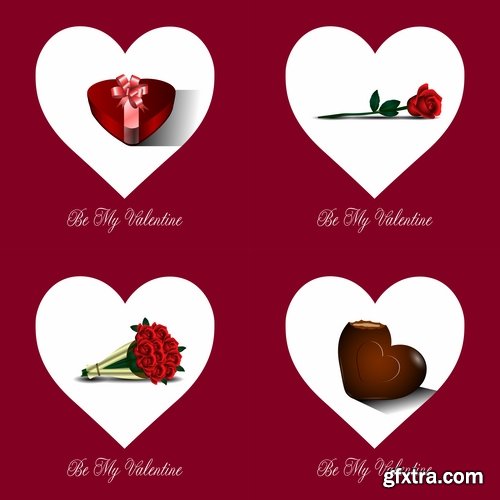 Collection of Valentine's Day gift heart still life illustration holiday 25 EPS