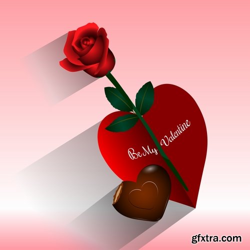 Collection of Valentine's Day gift heart still life illustration holiday 25 EPS