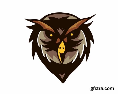 Collection of animal head logo label evil character vector image 25 EPS