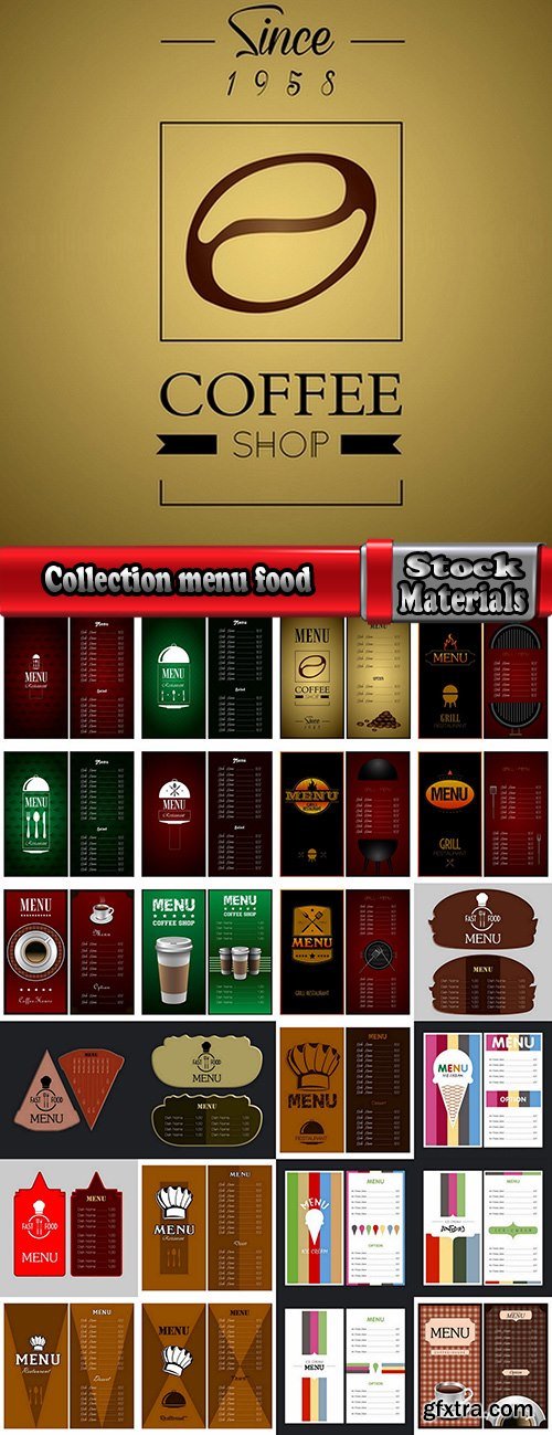 Collection menu food fast food cooking meal drink vector image 4-25 EPS