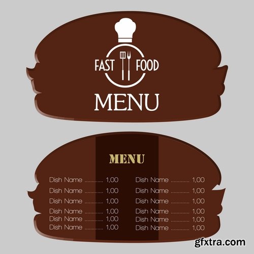 Collection menu food fast food cooking meal drink vector image 4-25 EPS