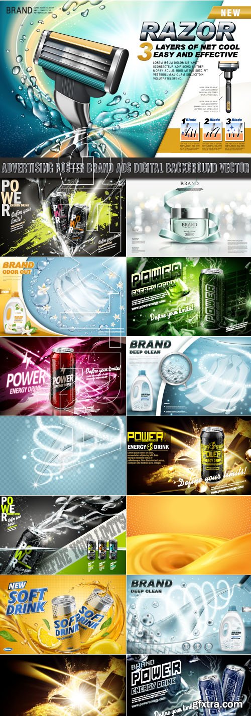 Advertising poster brand ads digital background vector