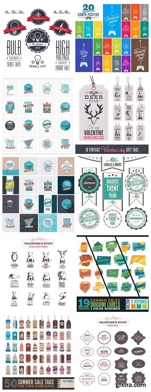 Different Retro Style Label Tags - 10 Vector