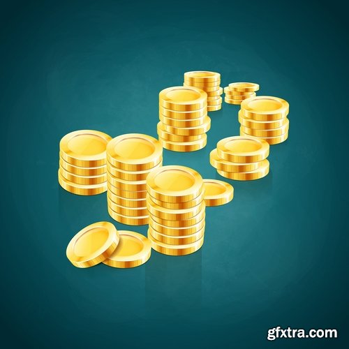 Collection business money realistic picture gold finance bank 18 EPS