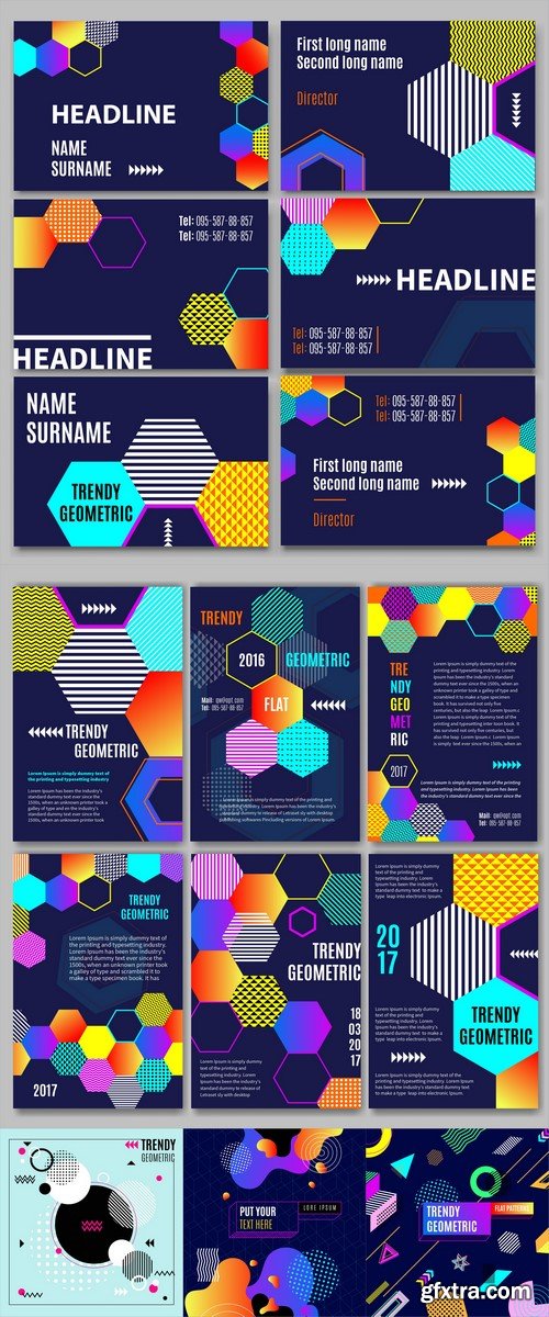 Geometric business cards 5X EPS