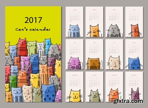 Calendar 2017 part 3 - Set of 20xEPS Professional Vector Stock