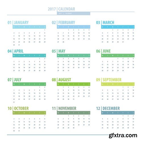 Calendar 2017 part 3 - Set of 20xEPS Professional Vector Stock