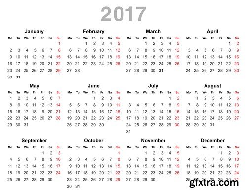 Calendar 2017 part 3 - Set of 20xEPS Professional Vector Stock