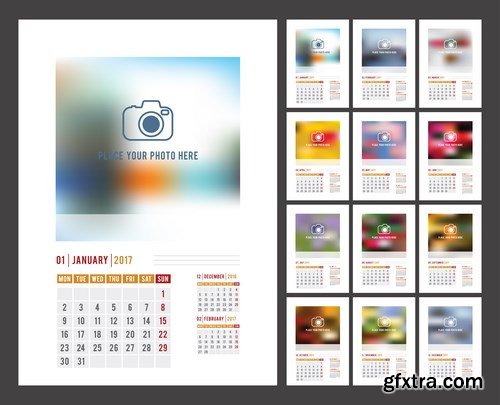 Calendar 2017 part 3 - Set of 20xEPS Professional Vector Stock