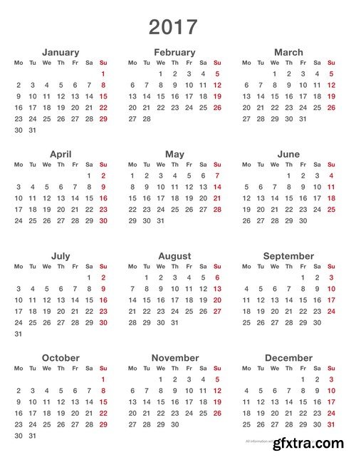 Calendar 2017 part 3 - Set of 20xEPS Professional Vector Stock