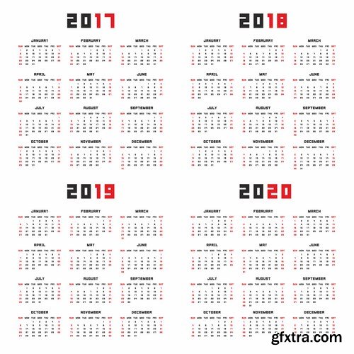 Calendar 2017 part 3 - Set of 20xEPS Professional Vector Stock