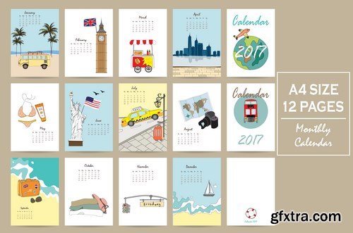 Calendar 2017 part 3 - Set of 20xEPS Professional Vector Stock