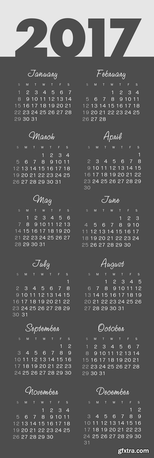 Calendar 2017 part 3 - Set of 20xEPS Professional Vector Stock