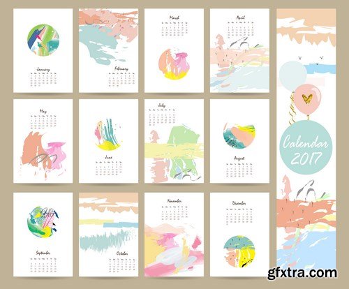 Calendar 2017 part 3 - Set of 20xEPS Professional Vector Stock