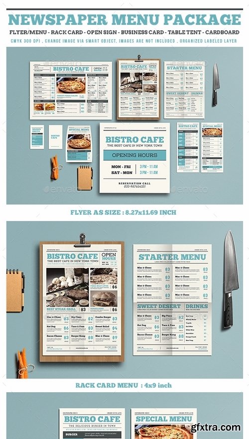 GraphicRiver - Newspaper Style Menu Package 16350110