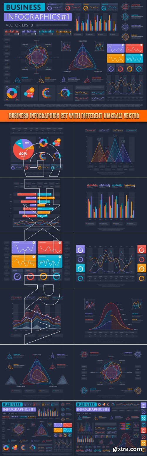 Business infographics set with different diagram vector