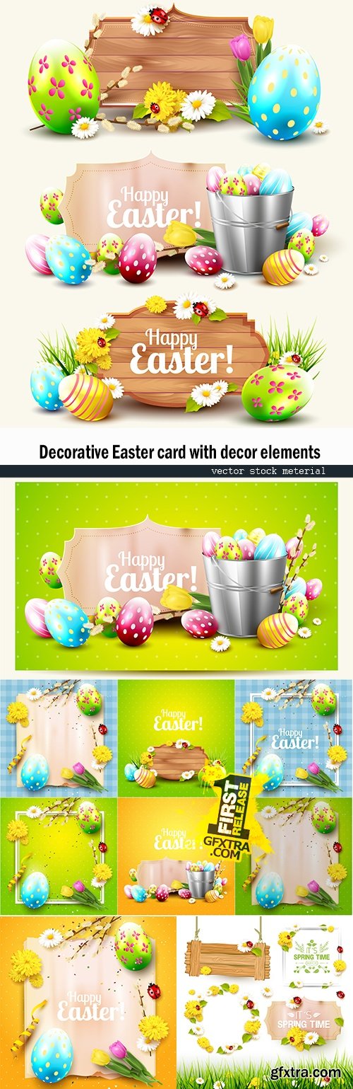 Decorative Easter card with decor elements