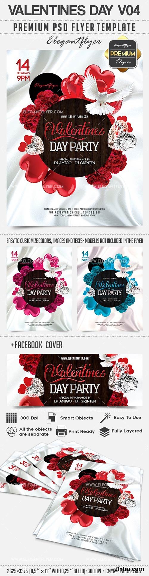 Valentines Day V04 – Flyer PSD Template + Facebook Cover