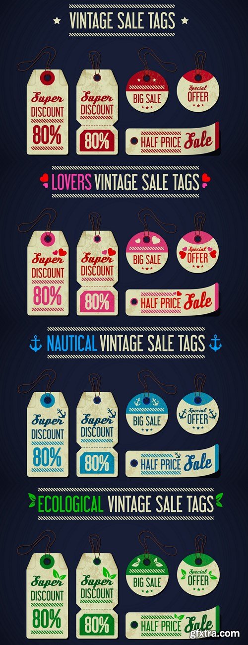 Vintage Sale Tags - 4 Vector