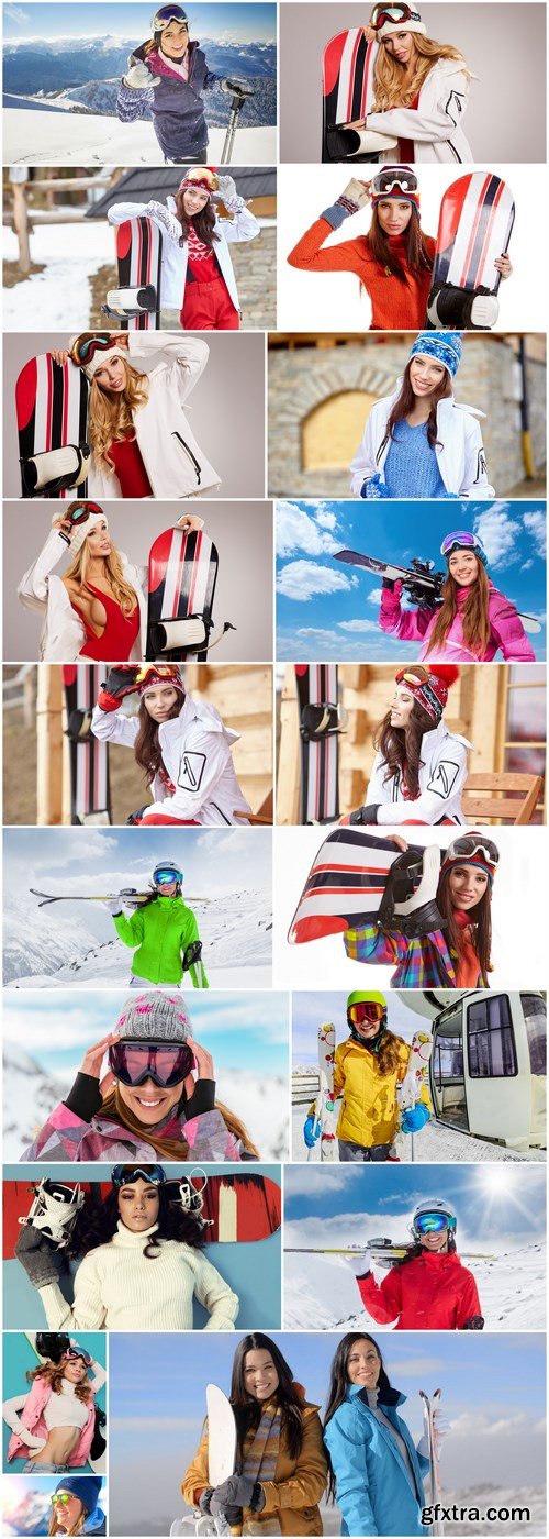 Beautiful Girls Snowboarders - 20 HQ Images