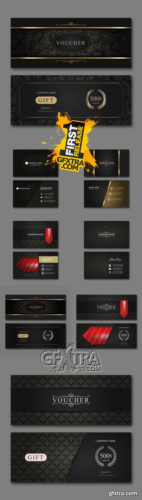 Vintage Luxury Vouchers & Business Cards Vector