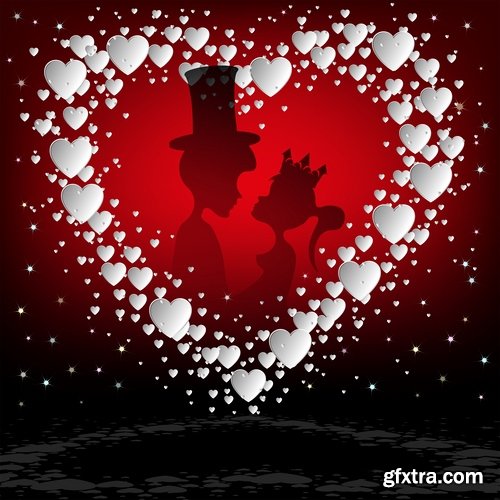 Collection flyer gift card Valentine's Day invitation card vector image 4-25 EPS