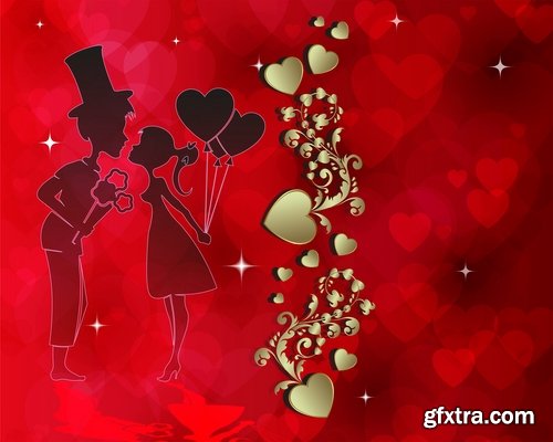 Collection flyer gift card Valentine's Day invitation card vector image 4-25 EPS