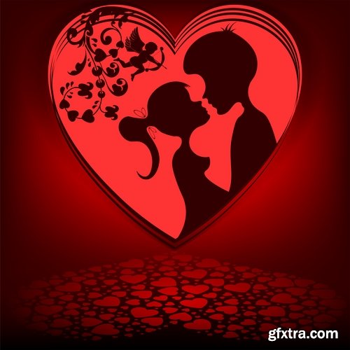 Collection flyer gift card Valentine's Day invitation card vector image 4-25 EPS