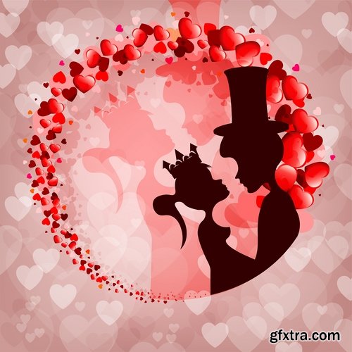 Collection flyer gift card Valentine's Day invitation card vector image 4-25 EPS