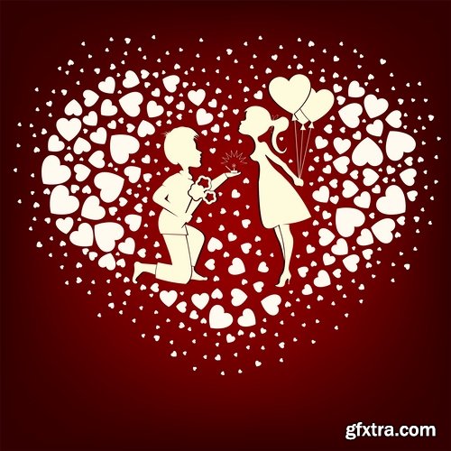 Collection flyer gift card Valentine's Day invitation card vector image 4-25 EPS