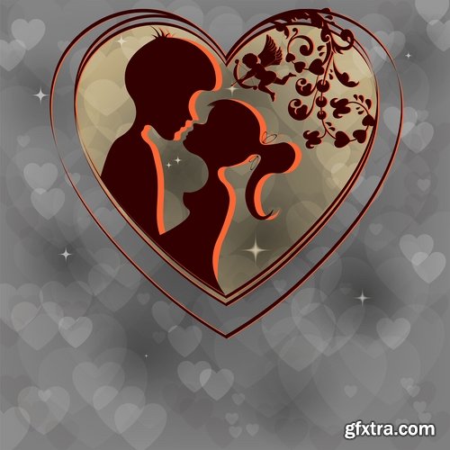 Collection flyer gift card Valentine's Day invitation card vector image 4-25 EPS