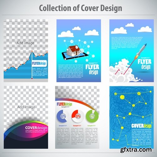 Collection book cover journal notebook flyer card business card banner vector image 64-25 EPS