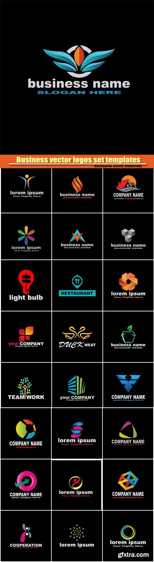 Business vector logos set templates